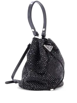 Prada Drawstring Crystal Embellished Satin Small bucket bag 32553439