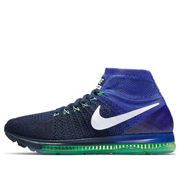 Кроссовки all out flyknit 'college navy white black electro green' Nike, синий 844134-404 | college navy/white/black/electro green