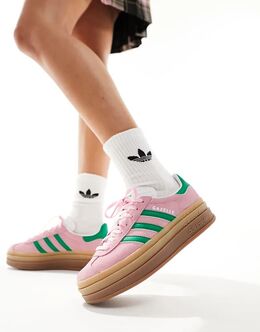 Кроссовки Gazelle Bold пастельно-розового и зеленого цвета Adidas 132879113 | true pink/green/ftwr