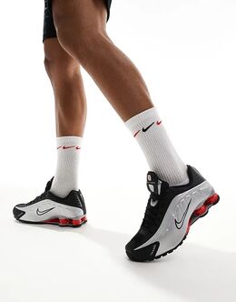 Кроссовки Shox R4 в цвете серебристый металлик и красный Nike 137292210 | silver