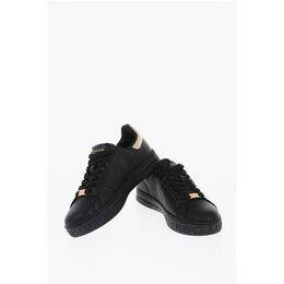 Низкие кеды JEANS COUTURE из текстурированной кожи с золотистым Versace, Yellow 0017353074 | yellow