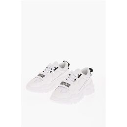 Кроссовки JEANS COUTURE из кожи и ткани SPEEDTRACK со мной Versace, White 0017353007 | white