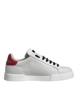 Белые кожаные кроссовки с логотипом Dolce & Gabbana, бело-красный 8053286296676 | white and red