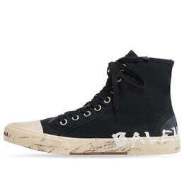 Кроссовки paris high top sneakers 'black destroyed cotton and white rubber with graffiti' Balenciaga, черный 688752w3rr41099 | black/white