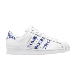 Кроссовки Adidas Superstar 'White Blue Splatter', белый fy7713 | cloud white/blue/gold metallic