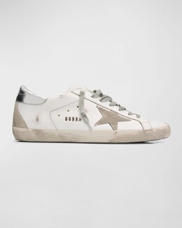 Мужские кожаные низкие кеды Super-Star с металлическим логотипом Golden Goose, цвет Whiteicesilver prod267730117 | whiteicesilver