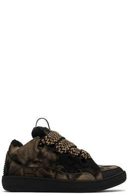 Кроссовки из денима с черно-коричневым узором Lanvin 17034681 | black/beige