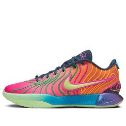 Кроссовки леброн 21 Nike, синий hf5353-400 | photo blue/vapor green/laser orange/laser fuchsia