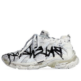 Кроссовки runner graffiti sneakers 'black and white mesh and nylon' Balenciaga, белый 677403w3rbq9010 | white/black