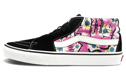 Кроссовки Vans Sk8-Mid Retro High Top Casual Skate Shoes Unisex Flowers Graffiti 'Black Pink White' vn0a3wm31iy