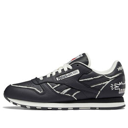 Кроссовки keith haring x classic leather 'dog blackboard chalk drawing' Reebok, черный gz1456 | black
