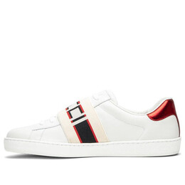Кроссовки stripe leather sneaker 'white red black' Gucci, черный 636782-0fiv0-9091 | white red black