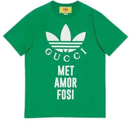 Кроссовки x adidas cotton jersey crewneck short sleeves 'green' Gucci, зеленый 717422-xjexh-3791 | green/white