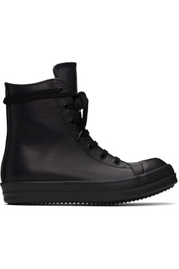 Голливудские кожаные кроссовки Rick Owens, мультиколор 251232m236071 | black/black/black