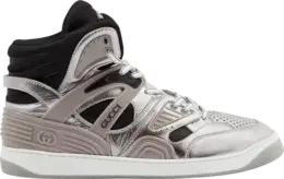 Кроссовки Gucci Basket High Silver Black, серебряный 724005 aabb8 8142 | silver black