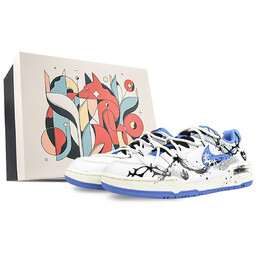 Кроссовки Nike Full Force Skateboarding Shoes Men Low-top Blue, белый/синий fb1362-100(team40-幽静森林sbox) | white/blue