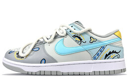 Кроссовки Nike Dunk Skateboarding Shoes Men Low-top Gray/Blue, белый dj6188-001(team40-彩色腰果花) | white