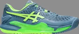 Кроссовки gel resolution 9 wide 'steel blue hazard green' Asics, синий 1041a376 400 | blue