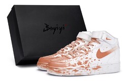 Кроссовки Air Force 1 для скейтбординга для мужчин, средней высоты, телесно-розовый Nike, цвет White meat powder cw2289-111(team80-男微醺现场中sbox) | white meat powder