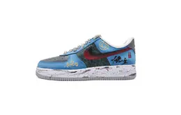 Кеды мужские, Air Force 1 обувь для скейтбординга Низкая Nike, серый/синий/красный fj4146-100(tema505-唯我斗战胜佛） | gray blue red