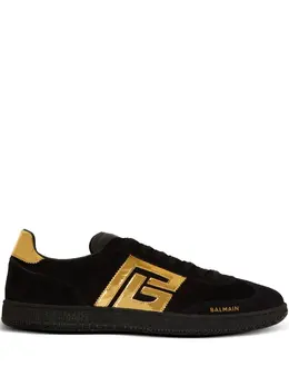 Balmain monogram-appliqué suede sneakers 23288656