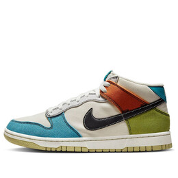 Кроссовки dunk mid 'pale ivory multi' Nike, белый dv0830-100 | pale ivory/black/mineral teal/moss