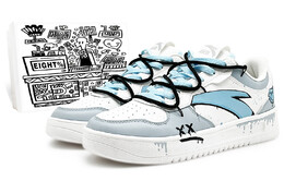 Кеды мужские, обувь для скейтбординга низкая белый/синий/черный Anta 912418001q-2(team131微笑计划2-蓝s） | white