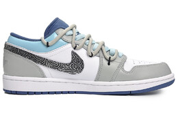 Баскетбольные кроссовки Air 1 Vintage Men Low-Top Серый/белый/синий Jordan 553558-414(team285-男款花漾星辰) | gray