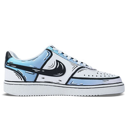 Кроссовки для скейтборда Court Vision 1 мужские низкие, цвет синий/белый, черный Nike dh2987-101(team拾柒-男款低帮大海深处板鞋) | blue/white black