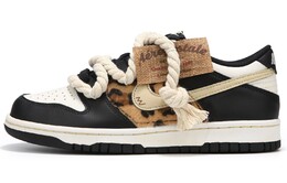 Кроссовки Nike Dunk Skateboard Shoes Men Low-Top Black Beige Yellow dd1391-100(teamfour-男款豹纹黑色)