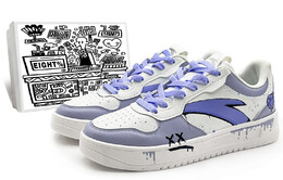 Кеды мужские, обувь для скейтбординга низкая Белый/фиолетовый/черный Anta 912418001q-2(team131-微笑计划-紫s） | white