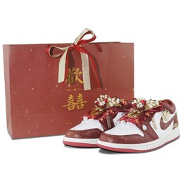 Баскетбольные кроссовки Air 1 Vintage Men Low-Top Gold/Red Jordan, цвет Gold Red fj3459-160(team129-龙凤呈祥) | gold red