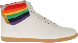 Кроссовки Gucci Lace Up High Top Rainbow Heel Collar, белый 473375 dopo0 9080 | rainbow heel collar