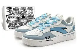 Кеды мужские, обувь для скейтбординга низкая белый/синий/черный Anta 912418001q-2(team131-微笑计划-蓝s） | white-box