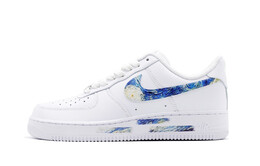 Мужские кроссовки для скейтбординга Nike Air Force 1, White/Blue cw2288-111(team140-梵高星空油画) | white/blue