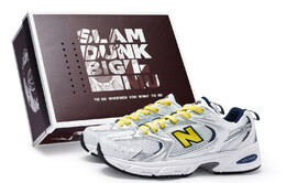 Кроссовки New Balance 530 Cushioned Slip-Resistant Breathable, белый/серебристый/желтый mr530sg(team80-男女款无糖苏打黄s-box) | silver yellow