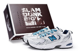 Кроссовки New Balance 530, белый/серебристый/голубой mr530sg(team80-男女款无糖苏打湖蓝s-box) | silver lake blue