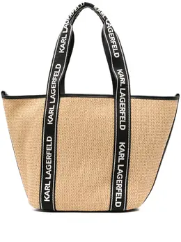 Karl Lagerfeld logo-patch raffia beach bag 27567312