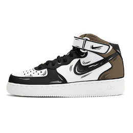 Nike Air Force 1 Coverage Противоскользящие и износостойкие мид-топ скейтборд кроссовки Мужские Черный Белый Коричневый cw2289-111(team210-零点黄昏) | black white brown