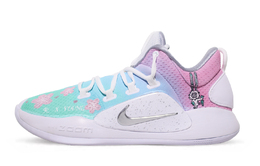 Nike Гиперданк Икс Лоу 10 Амортизирующие противоскользящие и износостойкие низкие баскетбольные кроссовки мужские розовые голубые Найк, белый ar0465-100(teamx-情人节樱花兔子) | white