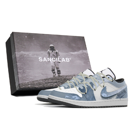 Jordan Джордан Эйр 1 Противоскользящие Износостойкие Низкие Винтажные Баскетбольные Кроссовки Мужские Синие 553558-132(team210-薄雾轻笼sbox) | blue