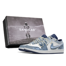 Air 1 Противоскользящие Кроссовки Баскетбольные Низкие Винтажные Мужские Синие Белые Jordan 553558-414(team210-开云见山sbox） | blue white