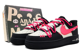 Кроссовки Nike Air Force 1 Low 07 низкие скейтбордские мужские черные ярко-розовые cw2288-001(team53-男款漫游少女） | bright pink