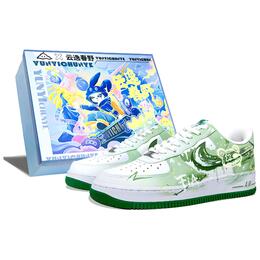 Nike Air Force 1 Противоскользящие Амортизирующие Износостойкие Низкие Кроссовки для Скейтбординга Мужские Зеленые fj4146-102（team217-绿野熊踪-box） | green