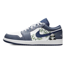 Дышащие прочные низкие винтажные баскетбольные кроссовки Air 1 мужские морской синий Jordan 553558-414(team10-乐竹熊猫) | blue