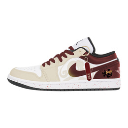 Air 1 Противоскользящие Кроссовки Баскетбольные Низкие Винтажные Мужские Бежево-Красные Jordan 553558-132(team399-绵绵好运) | beige red