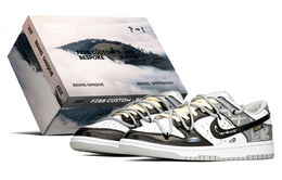 Nike Dunk Противоскользящие и износостойкие легкие низкие кроссовки для скейтбординга мужские черно-бело-серые dd1391-103(teama-黑灰笑脸s-box) | black white gray