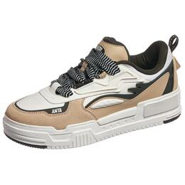 Антиударные износостойкие низкие скейтерские кроссовки мужские бело-коричневые Anta 112418041-4 | white brown