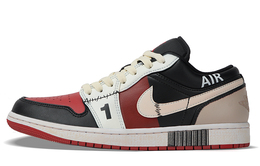 Кроссовки баскетбольные мужские Air 1 Low-Top Vintage Bred Toe Jordan, черно-красные 553558-161(team拾柒-男款分裂解构球鞋黑红) | black red