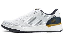 Прочные дышащие низкие повседневные кроссовки мужские бело-синие Skechers 210793-wht | white blue